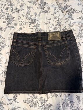 Dolce & Gabbana Black Denim Mini Skirt with Branded Plaque